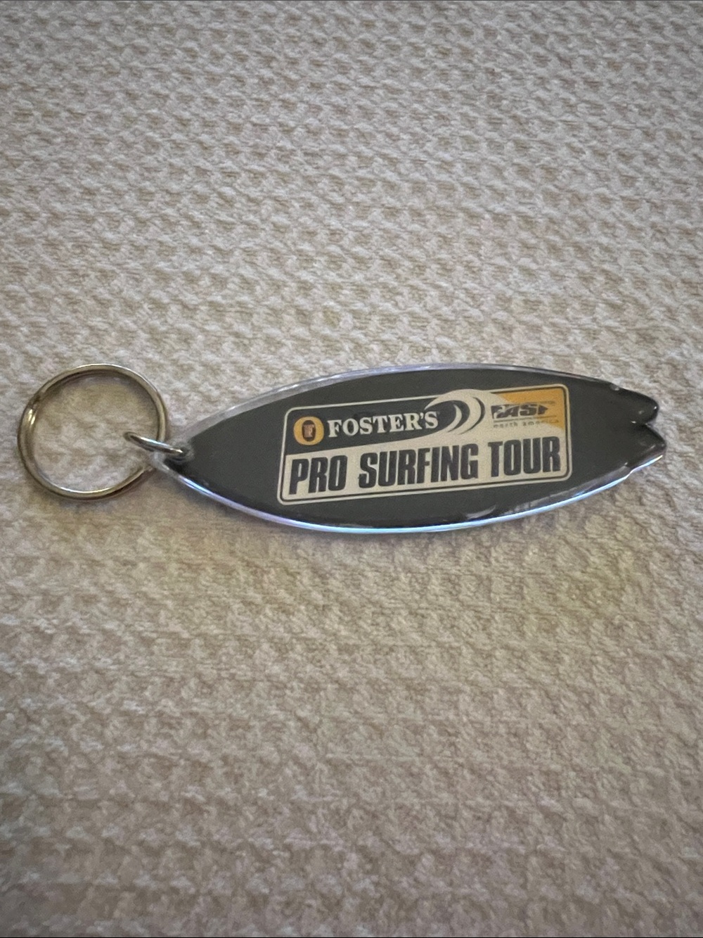 Foster Pro Surfing Tour Gray and Yellow Surfboard Keychain